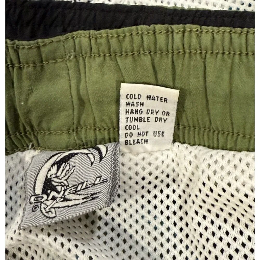 Vintage 80s 90s O’Neill Mens Large Turquoise Blue Embroidered Swim Trunks